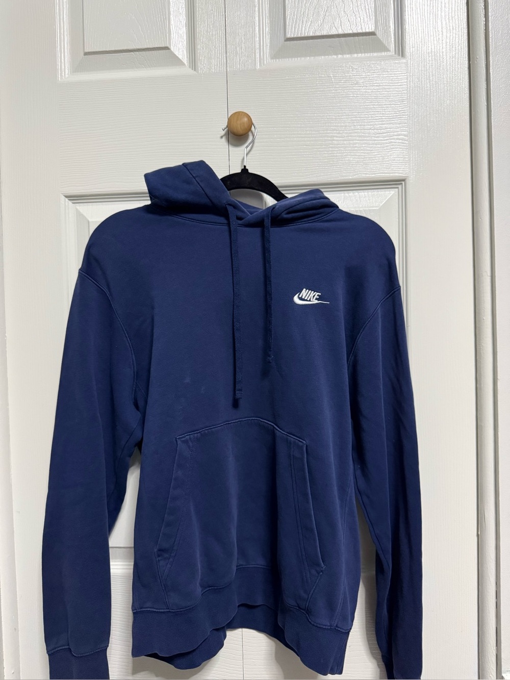 Nike Men's Navy Pullover Hoodie with White Swoosh